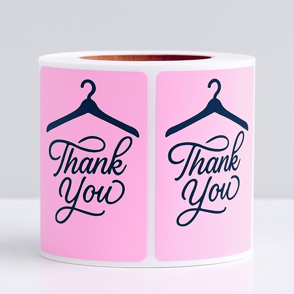 Thank You Stickers 100 pcs – Clothing Hanger Design – Small Business Packaging - Picture 2 of 6